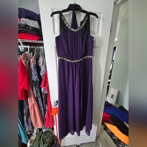 Robbie Bee Purple Embellished Halter Sundress